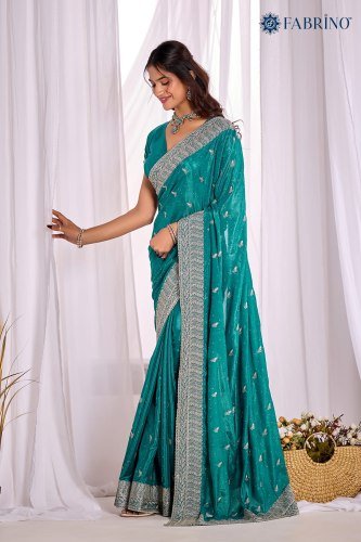Cocktail Special Rama Green Saree