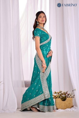 Cocktail Special Rama Green Saree