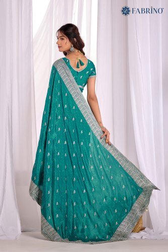 Cocktail Special Rama Green Saree