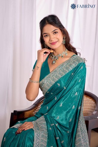 Cocktail Special Rama Green Saree