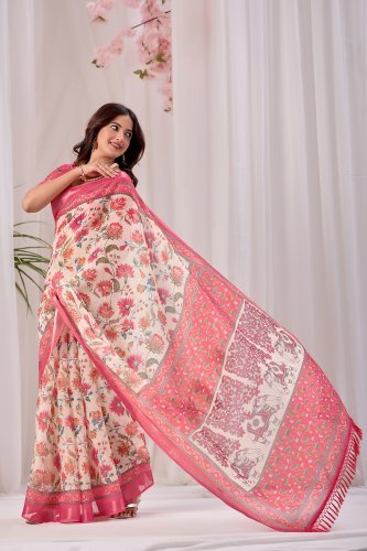 Pink Floral Saree
