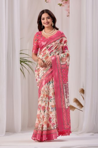 Pink Floral Saree