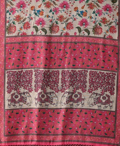 Pink Floral Saree