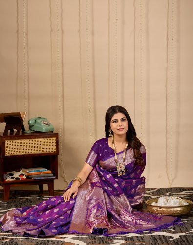 Purple Banarasi Silk Saree