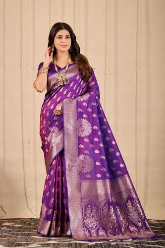 Purple Banarasi Silk Saree