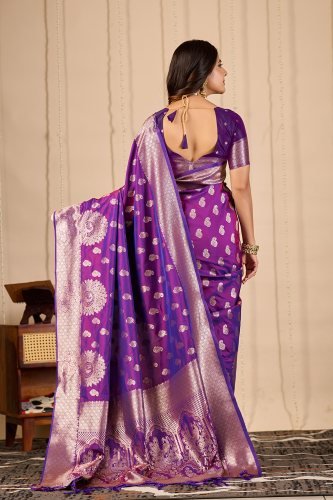 Purple Banarasi Silk Saree