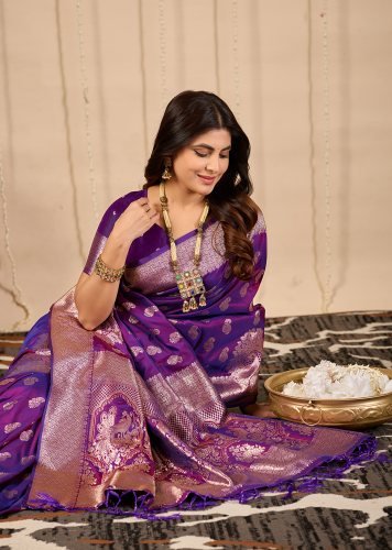 Purple Banarasi Silk Saree
