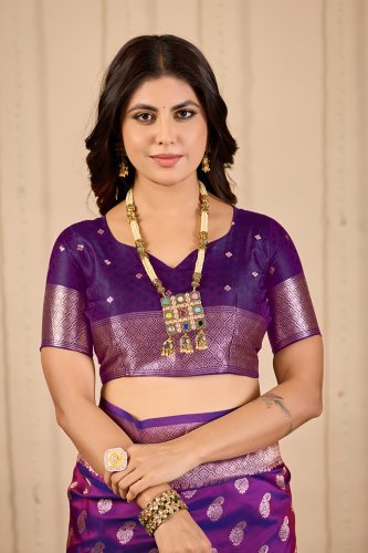 Purple Banarasi Silk Saree