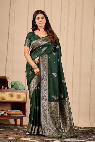 Royal Green Banarasi Silk Saree with Zari Weaving