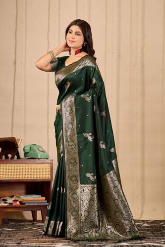 Royal Green Banarasi Silk Saree with Zari Weaving