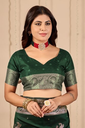 Royal Green Banarasi Silk Saree with Zari Weaving