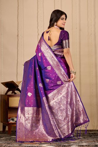 Royal Purple Banarasi Silk Saree with Rich Zari Weaving