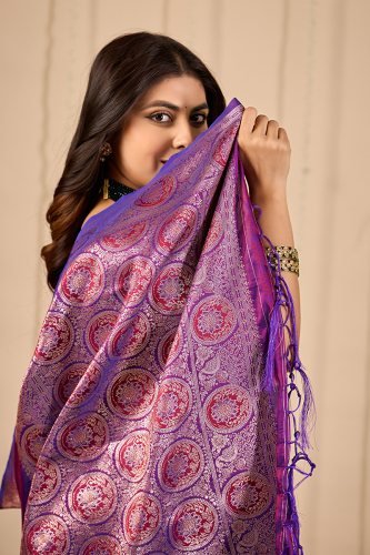 Royal Purple Banarasi Silk Saree with Zari Weaving