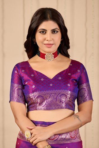 Royal Purple Banarasi Silk Saree with Zari Weaving