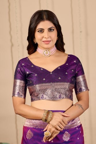 Royal Purple Banarasi Silk Saree with Rich Zari Weaving