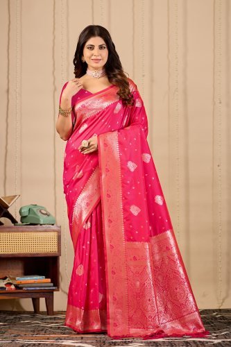 Royal Rani Banarasi Silk Saree with Rich Zari Weaving