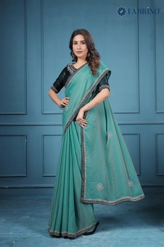 Trending Turquoise Green Embroidered Saree