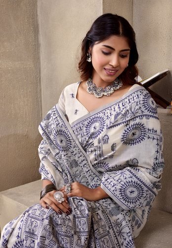Women   s Cotton Warli Weaving Saree