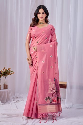 Woven Design Zari Pure Cotton Jamdani Saree
