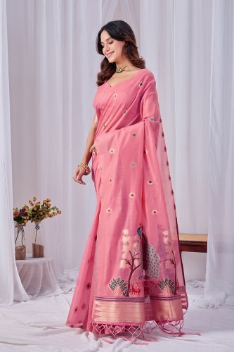 Woven Design Zari Pure Cotton Jamdani Saree