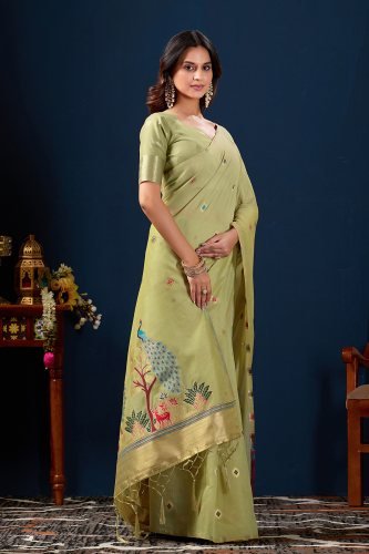 Woven Design Zari Pure Cotton Jamdani Saree