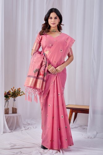 Woven Design Zari Pure Cotton Jamdani Saree