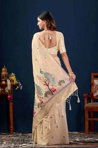 Woven Design Zari Pure Cotton Jamdani Saree