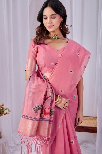 Woven Design Zari Pure Cotton Jamdani Saree