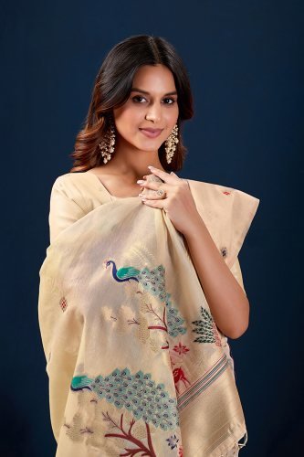 Woven Design Zari Pure Cotton Jamdani Saree